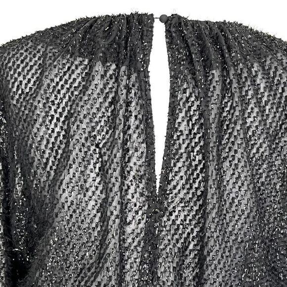 ELLIATT Top Black Cropped Tinsel Holiday Festive Blouse Kadis Size XS - Picture 6 of 13